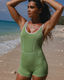 HARPER SHORTY SURF SUIT - GREEN RIBBED