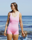 HARPER SHORTY SURF SUIT - PINK RIBBED