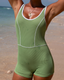 HARPER SHORTY SURF SUIT - GREEN RIBBED