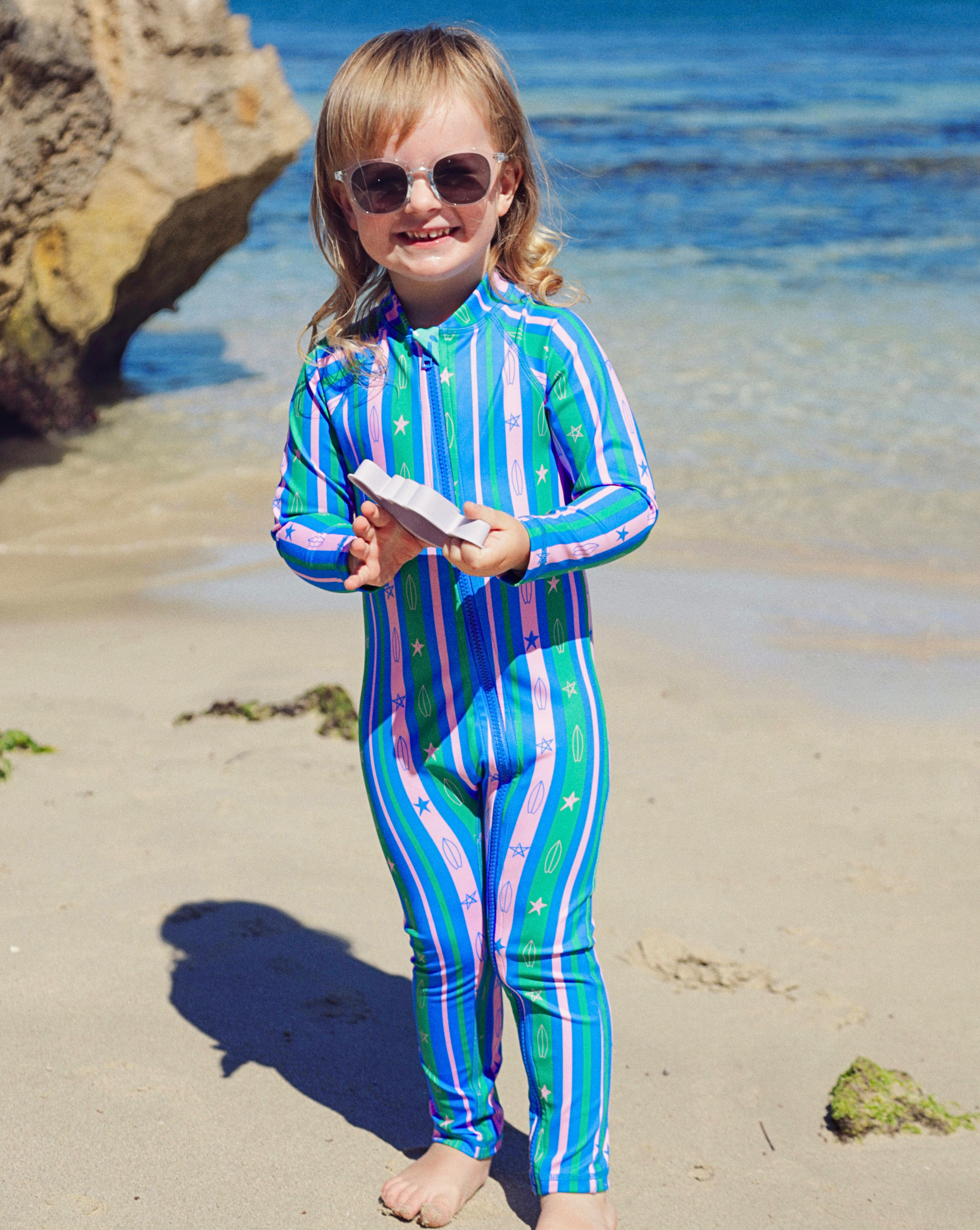 Sidney Full Coverage Kids Swim Suit – Surfer Stripes